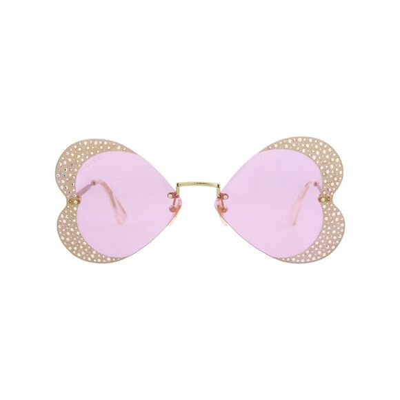 Gucci Cat Eye-Frame Metal Sunglasses Gold Womens